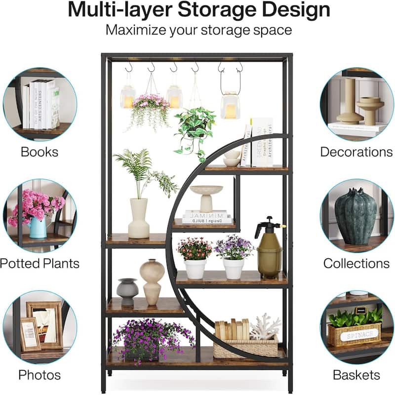 Curved Half-Moon Plant Stand