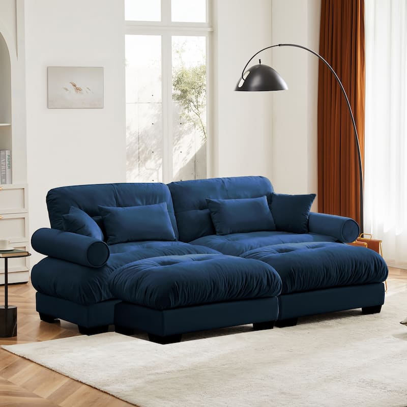 Modern Sectional Couch Comfortable Upholstered Sofa Set with Lumbar Pillow and Throw Pillow for Living Room
