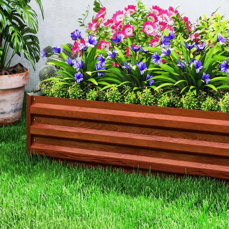 Outsunny Galvanized Raised Garden Bed, 8' x 3' x 1' Metal Planter Box, for Growing Vegetables, Flowers, Herbs, Succulents
