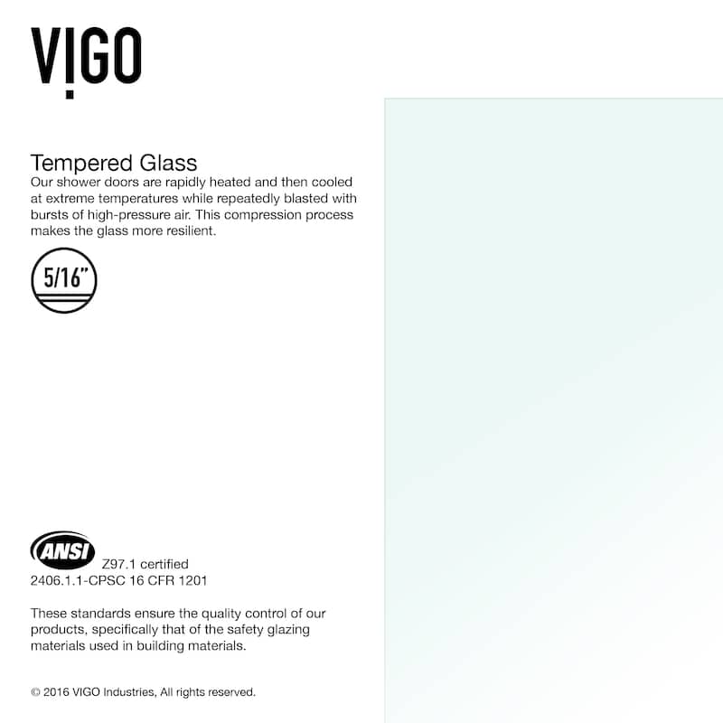 VIGO Rialto 34" W x 58" H Frameless Hinged Tub Door in Matte Black
