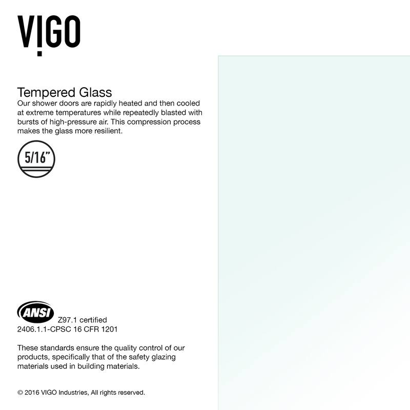 VIGO Rialto 34" W x 58" H Frameless Hinged Tub Door in Stainless Steel