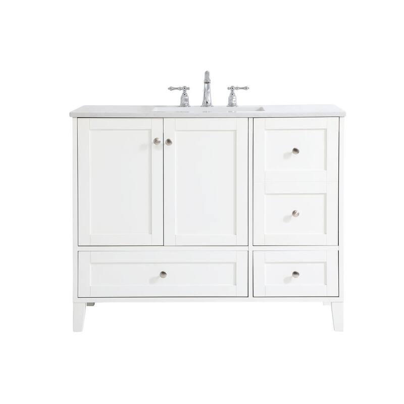 Elegant Lighting Sommerville 42" Free Standing Single Basin Vanity Set - White - Colored