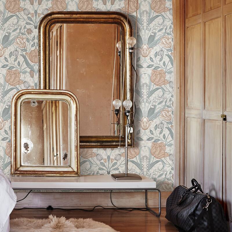 A-Street Prints Tulipa Off White Floral Wallpaper