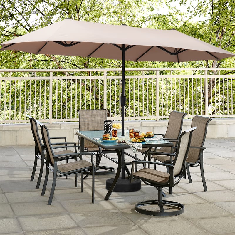13ft Large Patio Umbrella Double Sided Outdoor Market Umbrella - Khaki