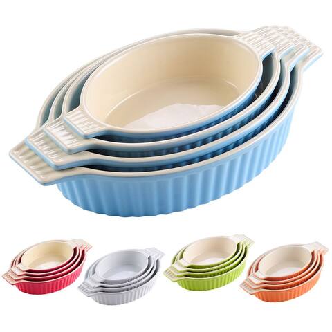 MALACASA, Series Bake.Bake, Ceramic Oval Baking Dish Bakeware Set