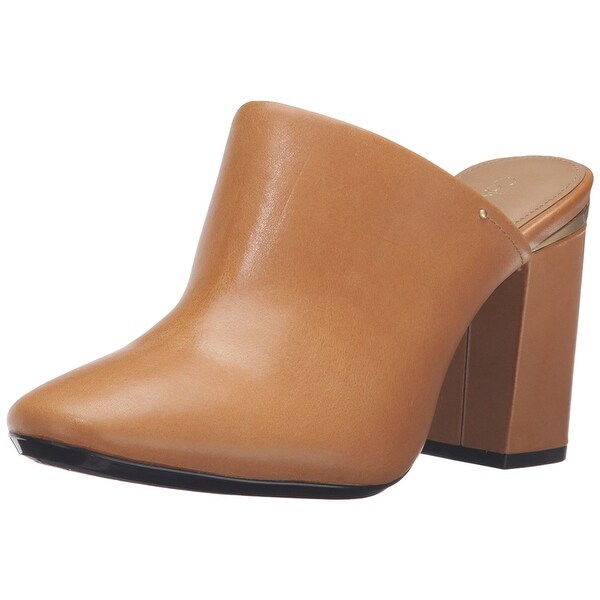 Calvin Klein Womens Cantha Siriana Leather Closed Toe, Almond Tan, Size 9.5