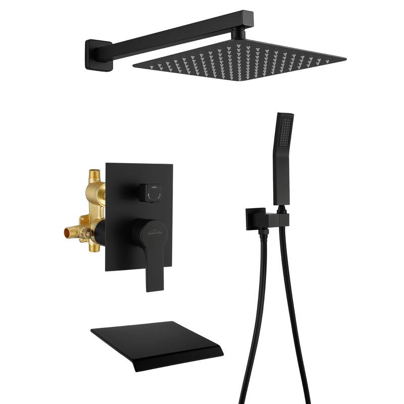Clihome 10" Wall Mount Single-Handle 1-Spray Tub and Shower Faucet
