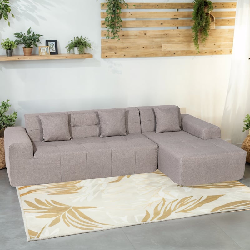 Outdoor Modern Sectional Sofa with L-Shape Chaise, Minimalist Modular Couch, No Assembly Required