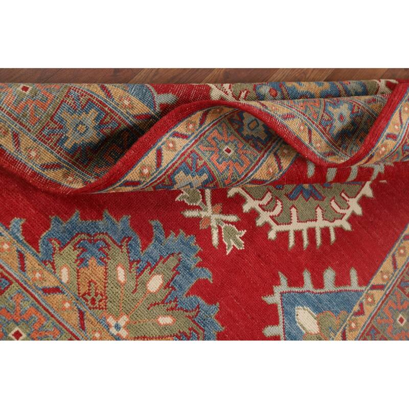 Traditional Red Kazak Oriental Accent Rug Hand-Knotted Wool Carpet - 3'5" x 4'11"