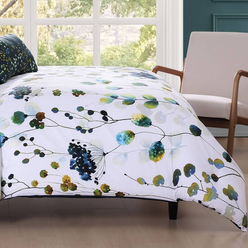 Bebejan Abstract 100% Cotton Sateen Vines 5 Piece Reversible Comforter Set