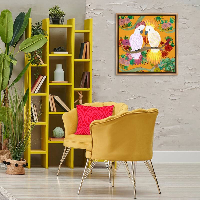 Stupell Bright Cockatoos & Foliage Framed Floater Canvas Wall Art Design By Kay Widdowson