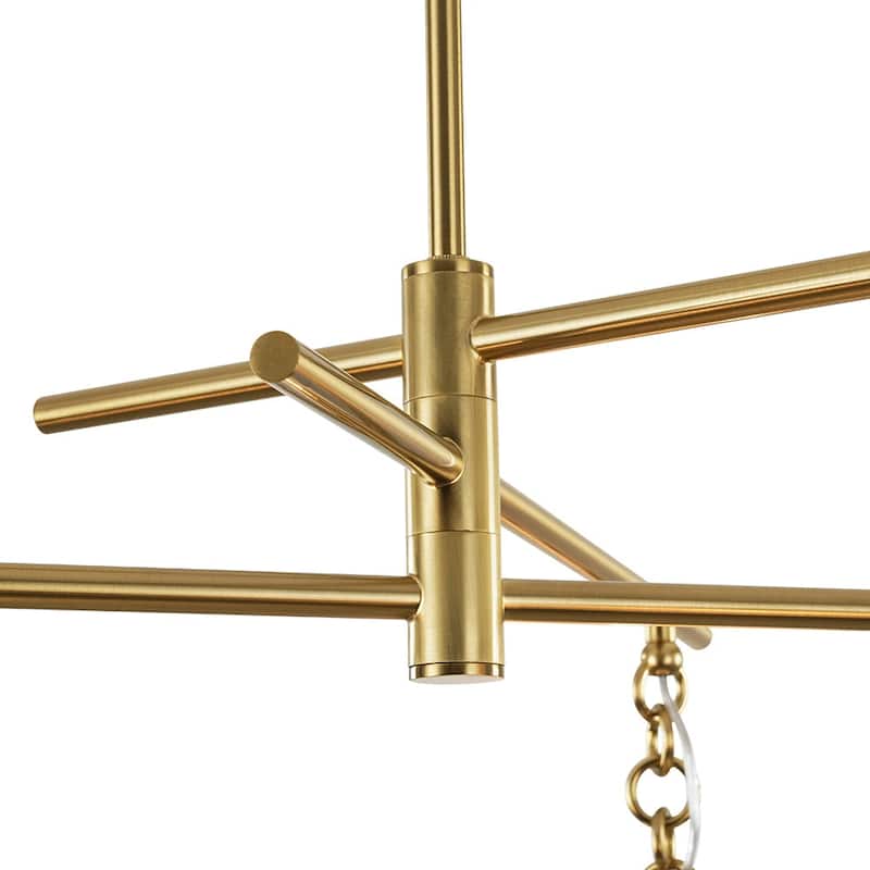 Mid-Century 3-Light White Glass Bubble Linear Sputnik Chandelier