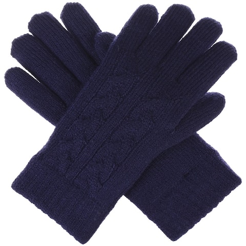 BYOS Womens Winter Warm Cable Knit Soft Chenille Fleece Lined Gloves Many Styles