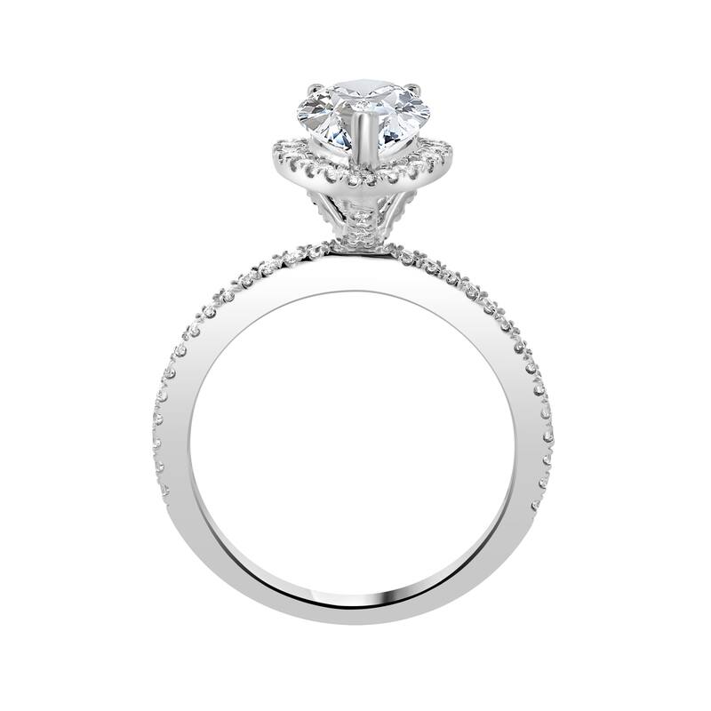 Auriya 14k-White Gold Lab Grown Halo-Pear Shaped Diamond Engagement Ring 1.50ct. tw. (G-H VS)