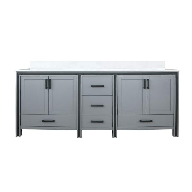 Ziva 84 in W x 22 in D White Double Bath Vanity and White Quartz Top