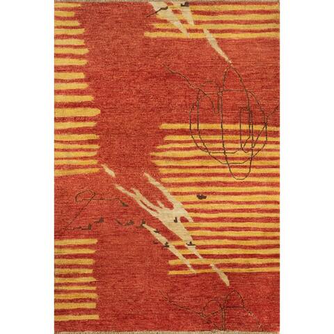 Momeni Heirlooms Modern Hand Knotted Wool Red Area Rug - 4' X 5'11"