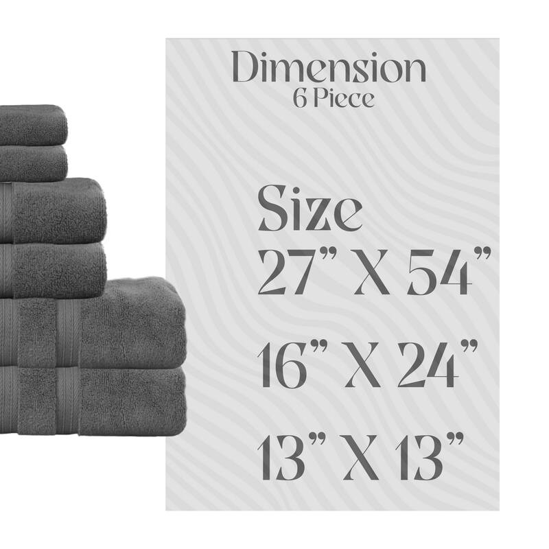 Home Weavers Elegance Essentials 550GSM Cotton Zero Twist Super Absorbent Bath Towel Set of 6