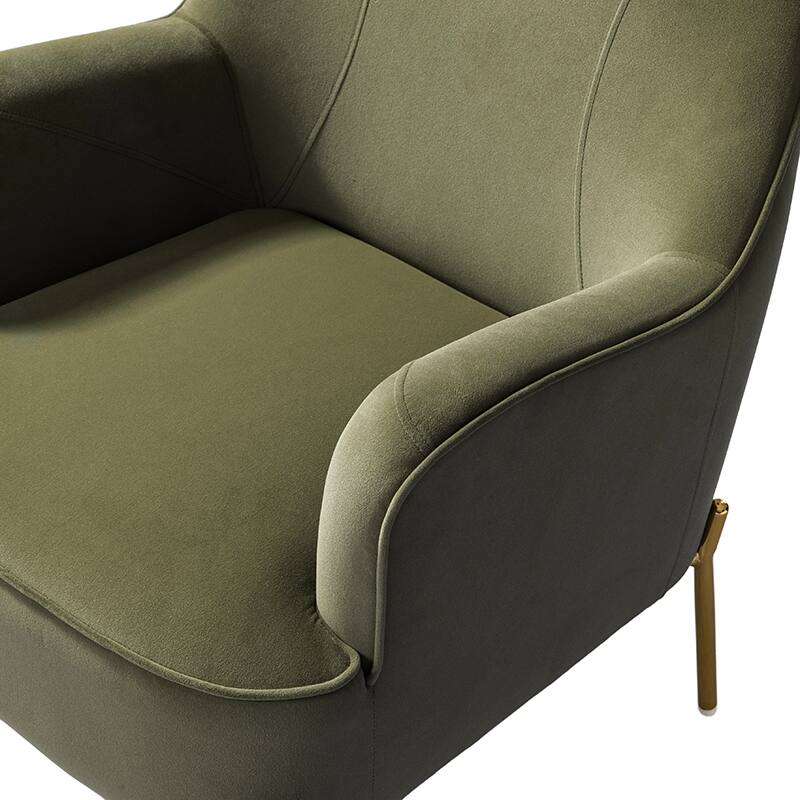 Marina Modern Velvet Accent Chair with Golden Legs Set of 2 by HULALA HOME