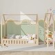 preview thumbnail 4 of 14, Full Size Wood House Bed with Fence and Removable Storage - Spacious and Inviting