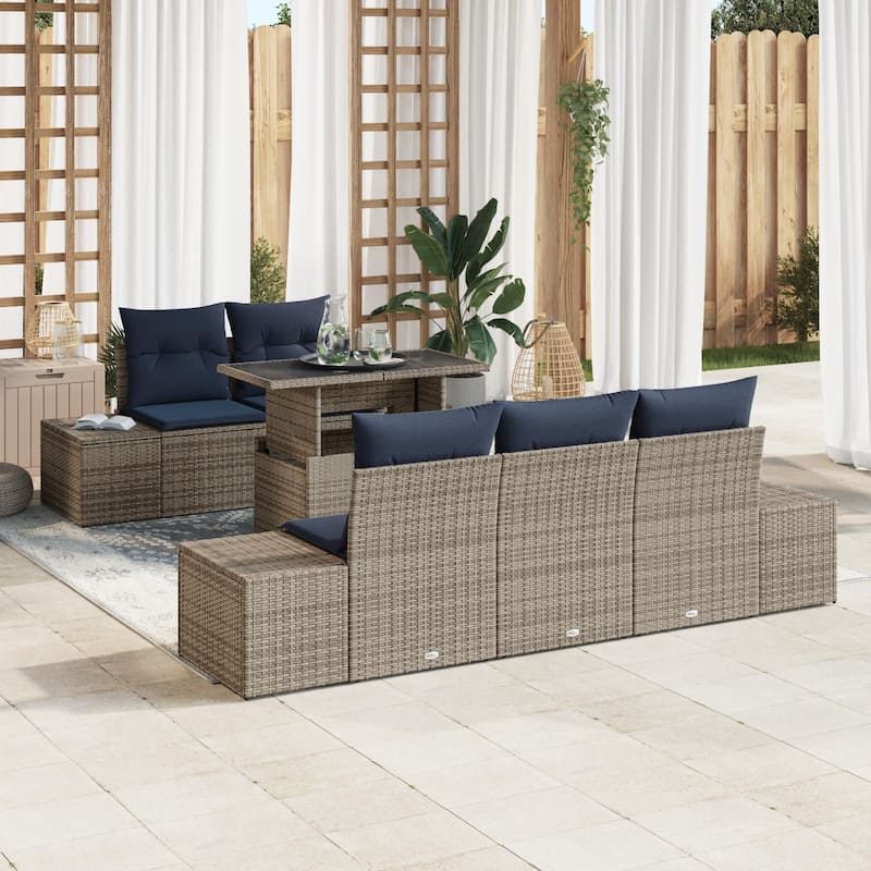 vidaXL 6 Piece Garden Sofa Set with Cushions - 94.1×24.4×27.2 - Grey