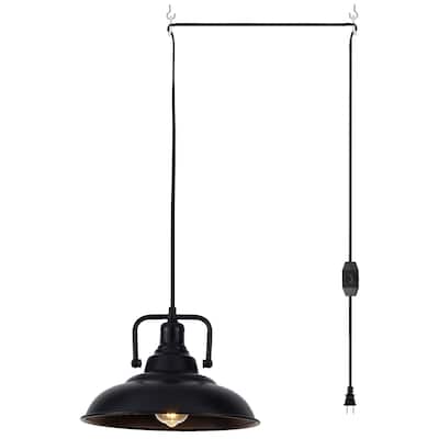 1-Light Traditional Hanging Kitchen Pendant Light Island Chandelier Lighting for Dining Room with Metal Cover & Plug