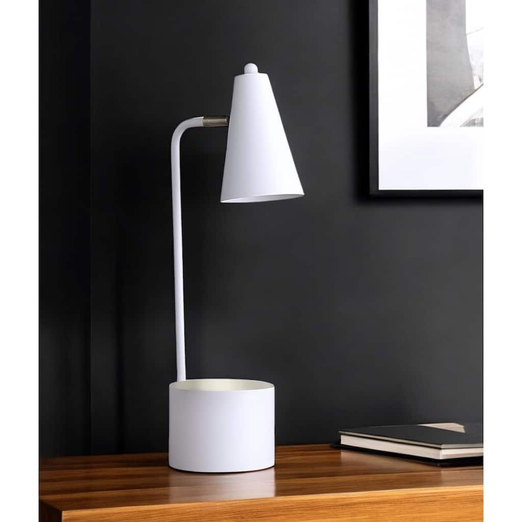 HomeRoots 20" Compact White Student Metal Desk Lamp - Small