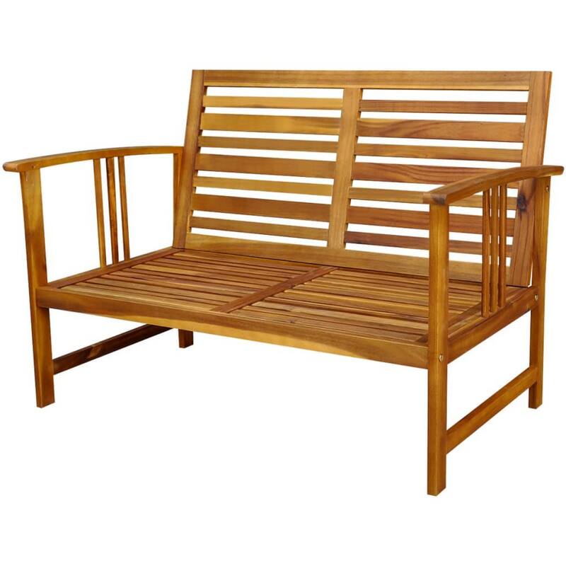 Roma 4pc Modular Outdoor Sofa and Table Set, Brown Acacia Wood, White