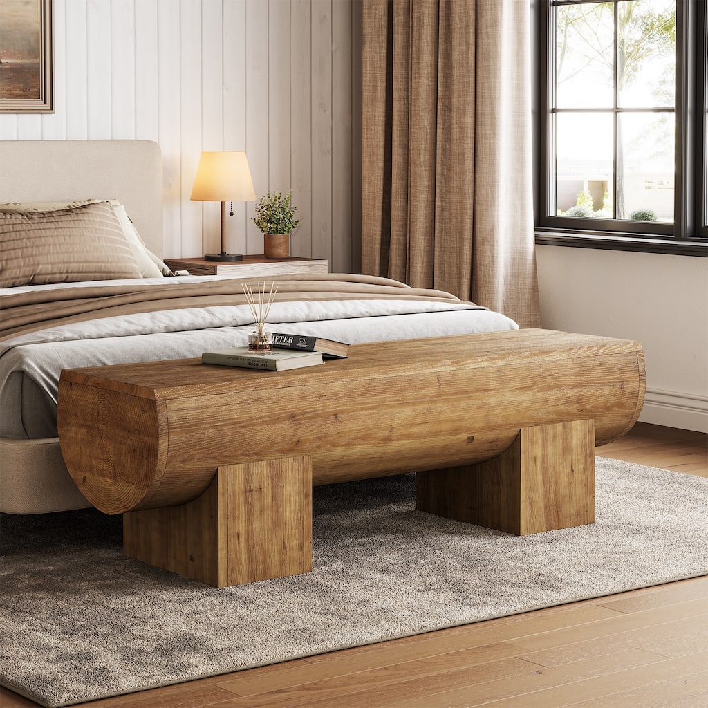 47 Inch Solid Wood Entryway Bench End of Bed Bench for bedroom