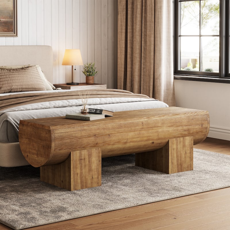 Solid Wood Entryway Bench, End of Bed Bench Seat, Accent Furniture for Bedroom, Living Room, Hallway