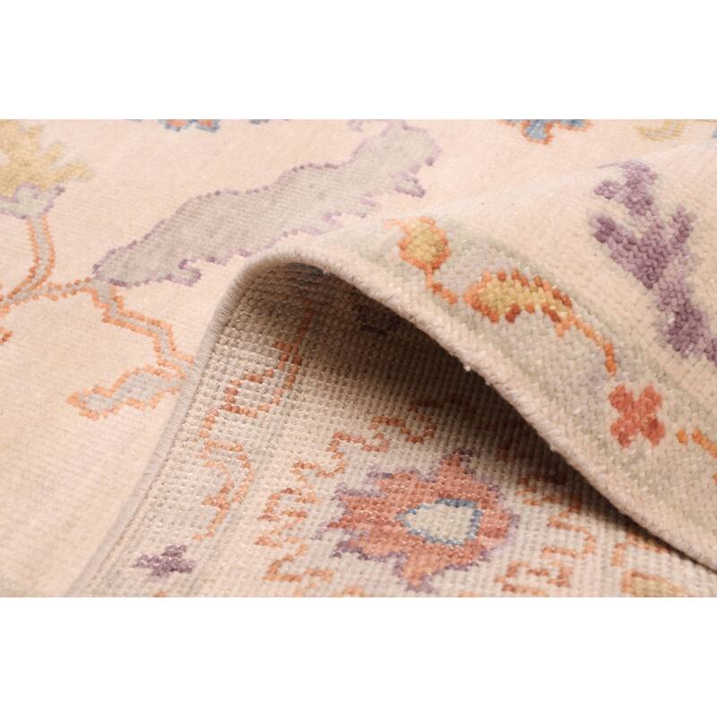 ECARPETGALLERY Hand-knotted Modern Oushak Ivory Wool Rug - 6'0 x 8'11