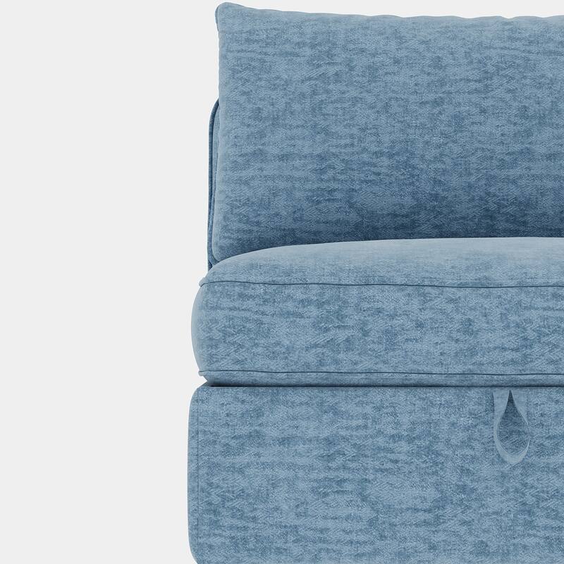 68" Loveseat Sofa with Storage Upholstered Sectional Sofa Chenille Cloud Couch with 2 Ottoman, Sleeper Sofa Bed for Small Spaces