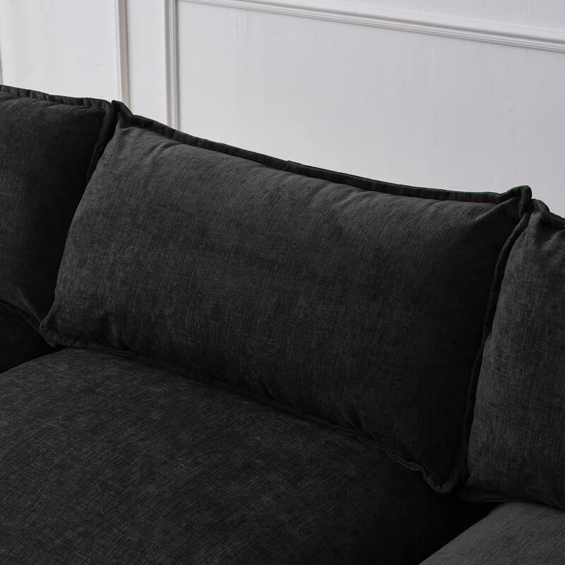 L Shaped Modular Sectional Sofa, Comfy Chenille Deep Seat Cloud Sofa, Upholstered 3 Seat Sofa with Removable Ottoman