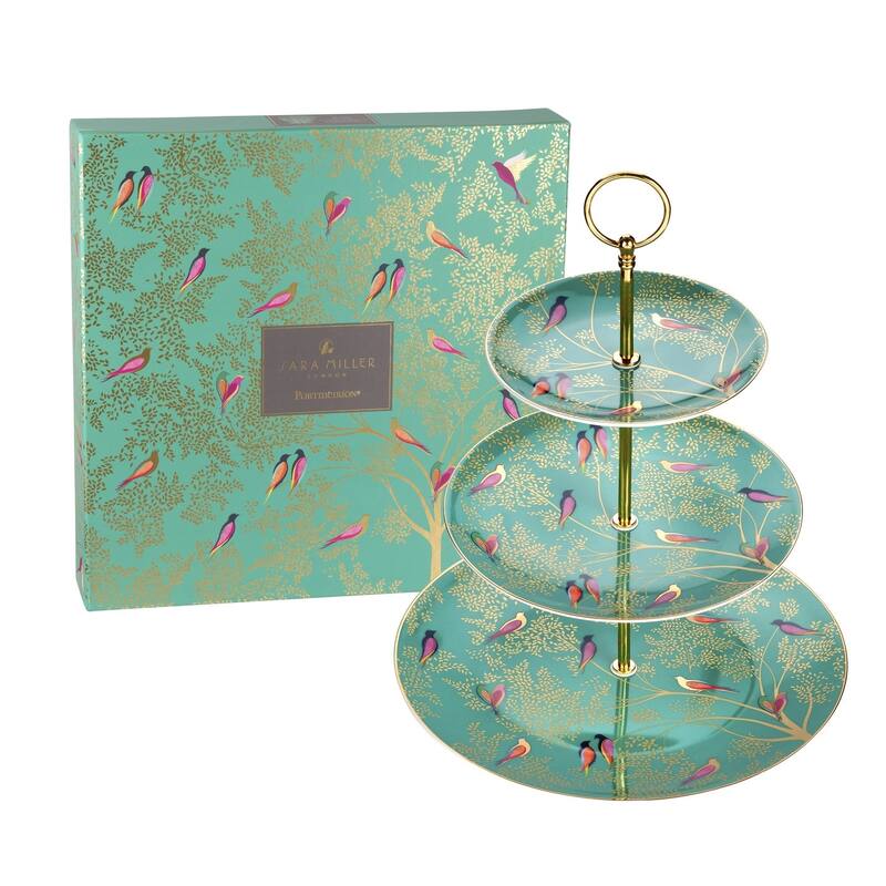 Portmeirion Sara Miller London Chelsea 3 Tier Cake Stand - 10.5", 8", 6"