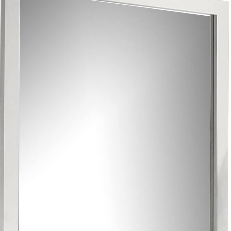 Dyl Dresser Mirror, Bevel Glass, White Wood Frame, 40 Inch Square