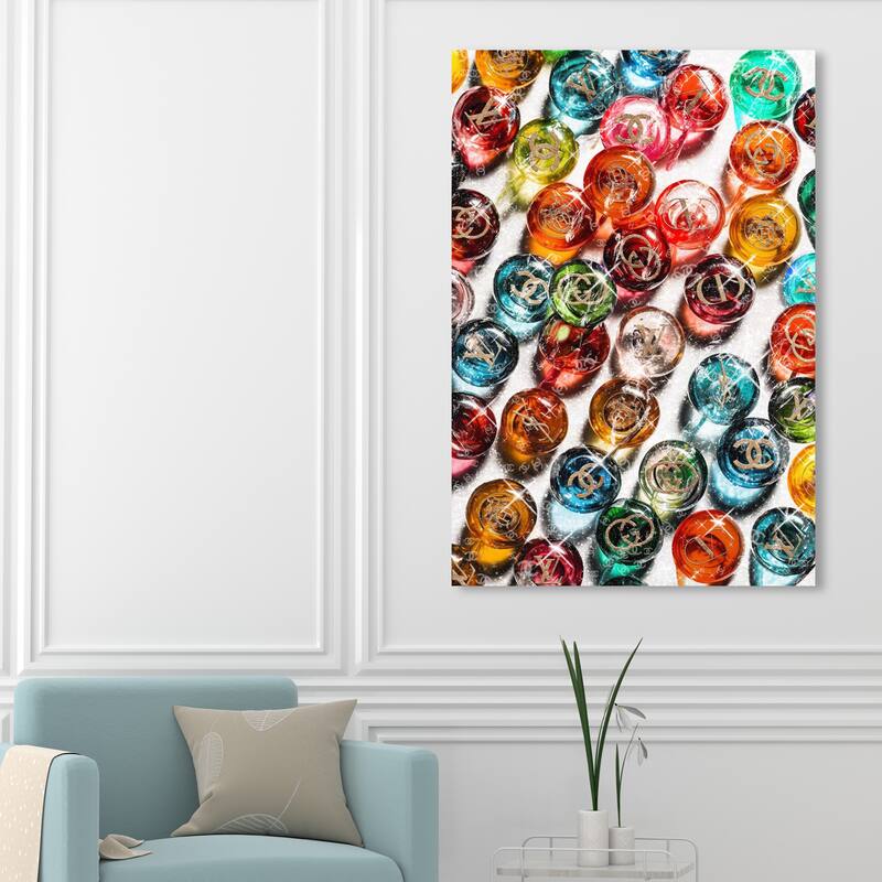 Wynwood Studio Fashion and Glam The Fashionista Crystal Pebles Orange and Wall Art Canvas Print - 54 x 36