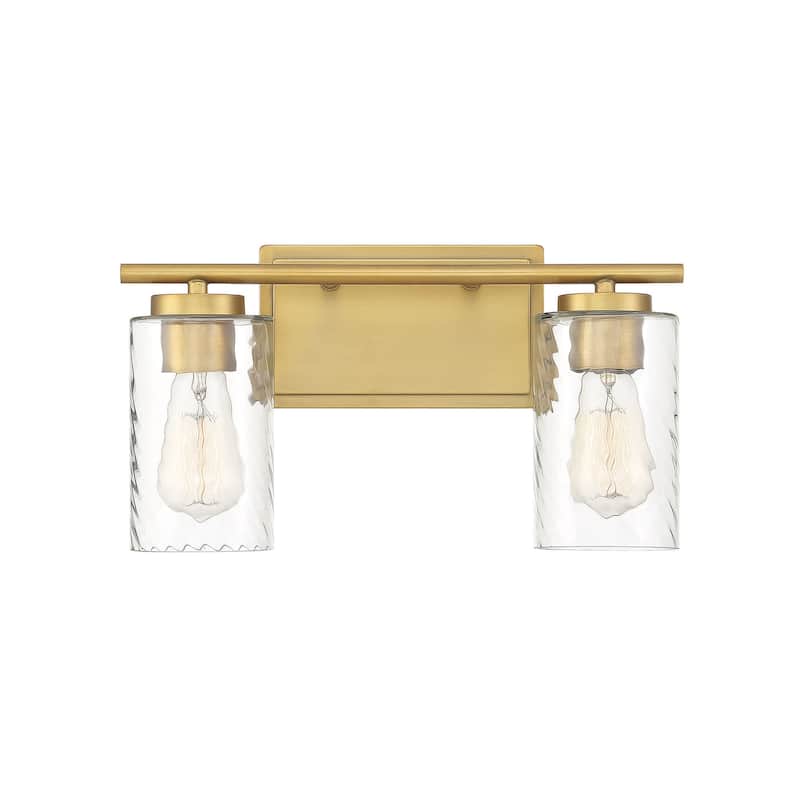 Meridian M80037 2 Light 15" Wide Bathroom Vanity Light with Swirl - Natural Brass