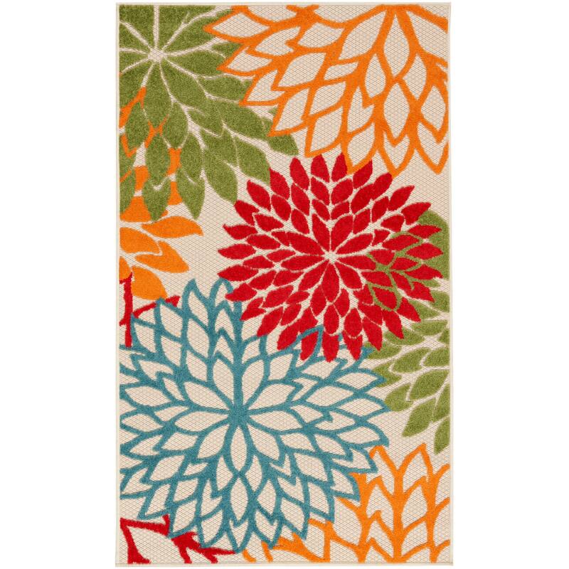 Nourison Aloha Floral Modern, Indoor/Outdoor Area Rug - 3' x 5' - Green