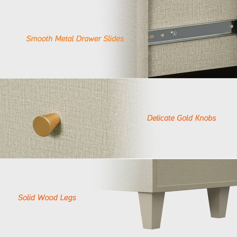WAMPAT 6-Drawer Dresser and Nightstands Set of 3 for Bedroom, 70.8"
