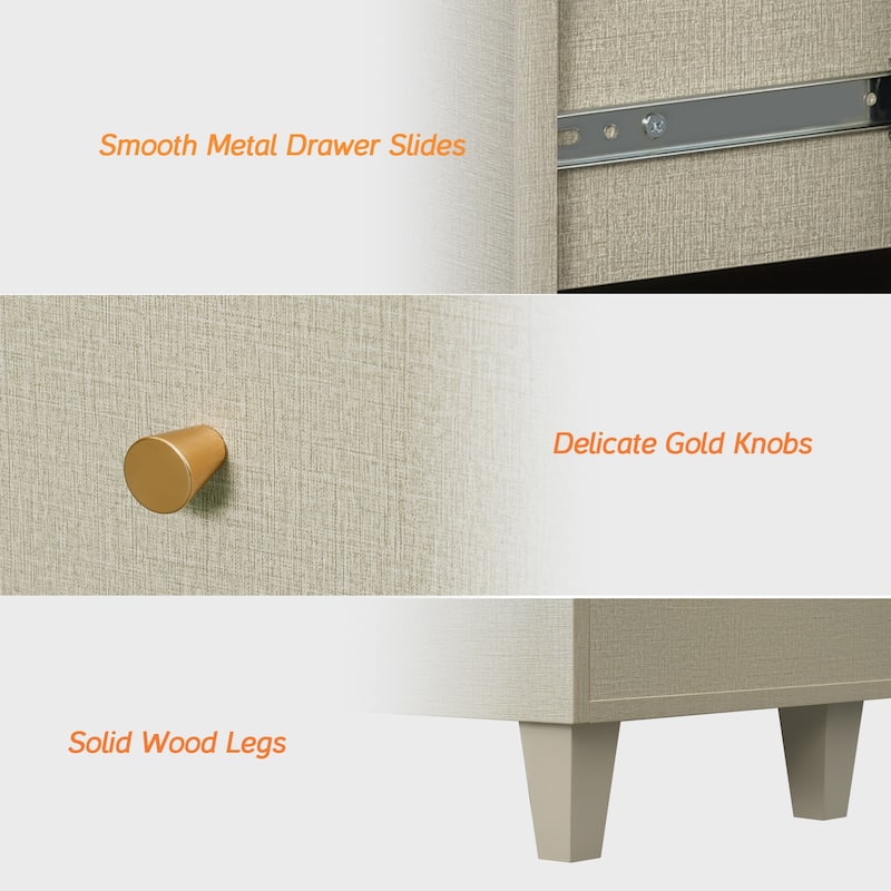 WAMPAT 6-Drawer Dresser and Nightstands Set of 3 for Bedroom