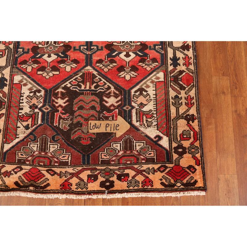 Hand Knotted Oriental 100% Wool Carpet Traditional Geometric Oranges & Rust Bakhtiari Runner Rug - 9' 6'' X 3' 4''