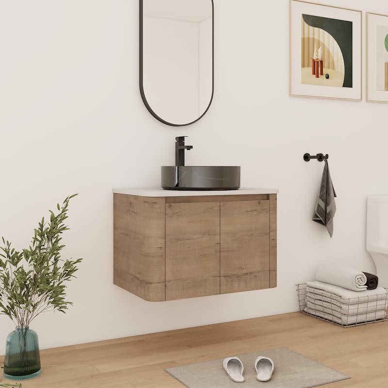 Bathroom Vanity With Sink In 24/30 Inch, Floating Bathroom Vanity With Soft Close Door