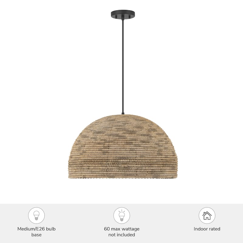 Hunter Hillmount Natural 1 Light Pendant - Transitional, Boho - Kitchen, Dining Room, Entryway