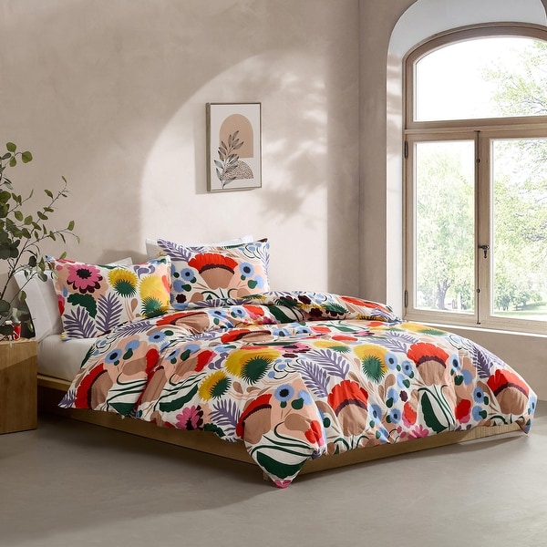 marimekko フラワーパターン パジャマセット Marimekko Ojakellukka Blue Cotton Reversible Comforter Set - Bed
