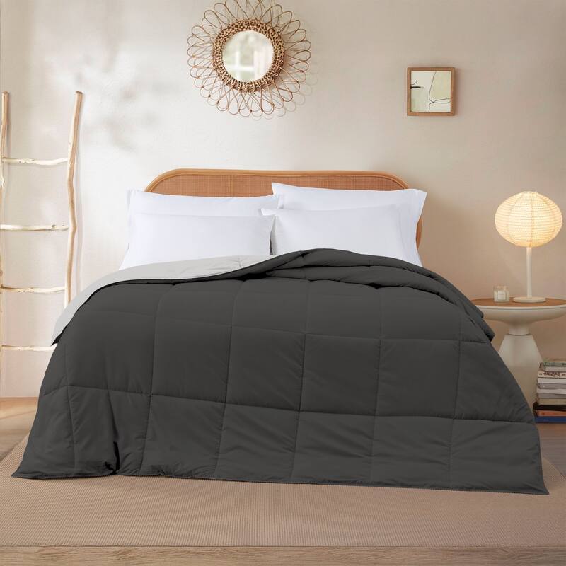 Modern Threads All-season Reversible Down Alternative Comforter - Twin - Carbon/Steel