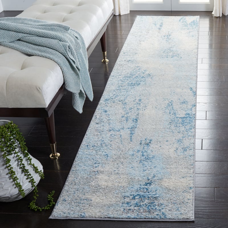 SAFAVIEH Tulum Hortense Modern Abstract Burst Rug - 2' x 5' - Grey/Blue