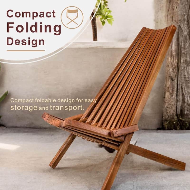 Acacia Wood Folding Chair with Long Back