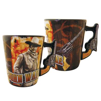 John Wayne 16-Ounce Pistol Handle Glazed Ceramic Mug - 5.500 x 5.000 x 5.000