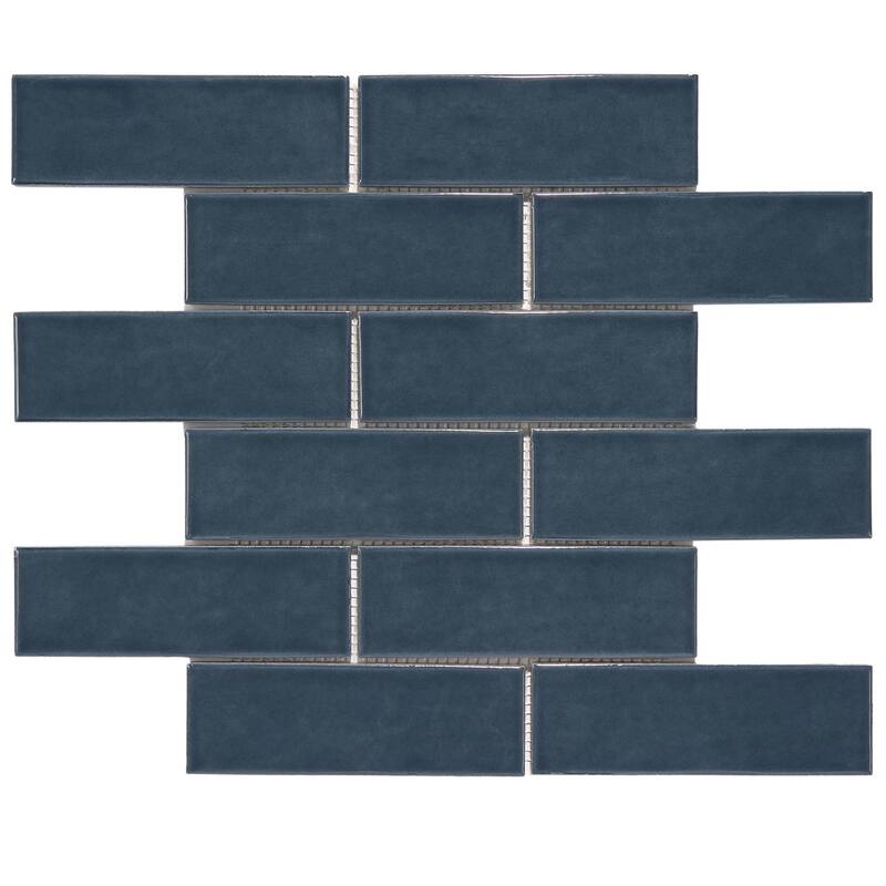 Forio 2" x 6" Brick Glossy Porcelain Mosaic Tile - 5 sheets (4.95 sf) - Blue