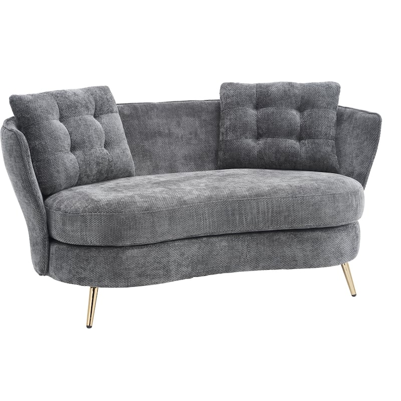 Modern Upholstered Loveseat Sofa with Golden Metal Legs