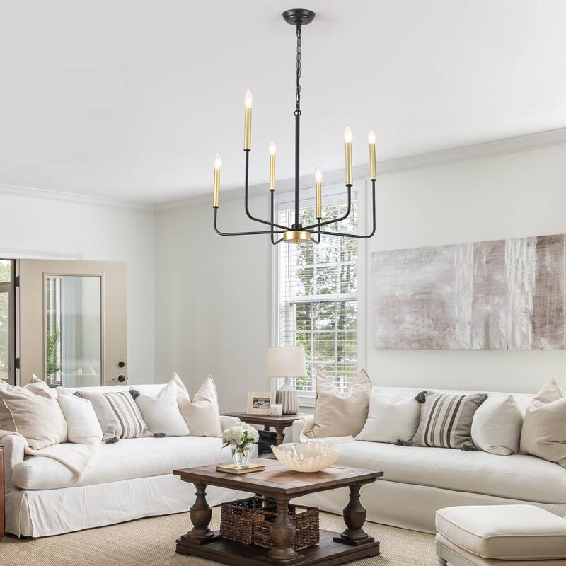 6-Light Candlestick Hanging Linear Chandelier Lighting Ceiling Light for Kitchen Island